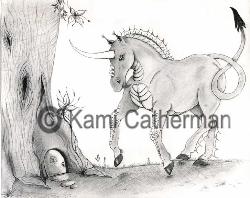drawing of dragon & unicorn mix
